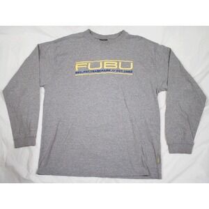 Vintage FUBU Embroidered Spell Out Logo Crew Hip Hop USA 90s T-Shirt Size XL